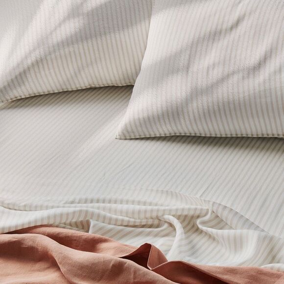Striped Cream and Tan Duvet Cover Set - Picture 1 of 4